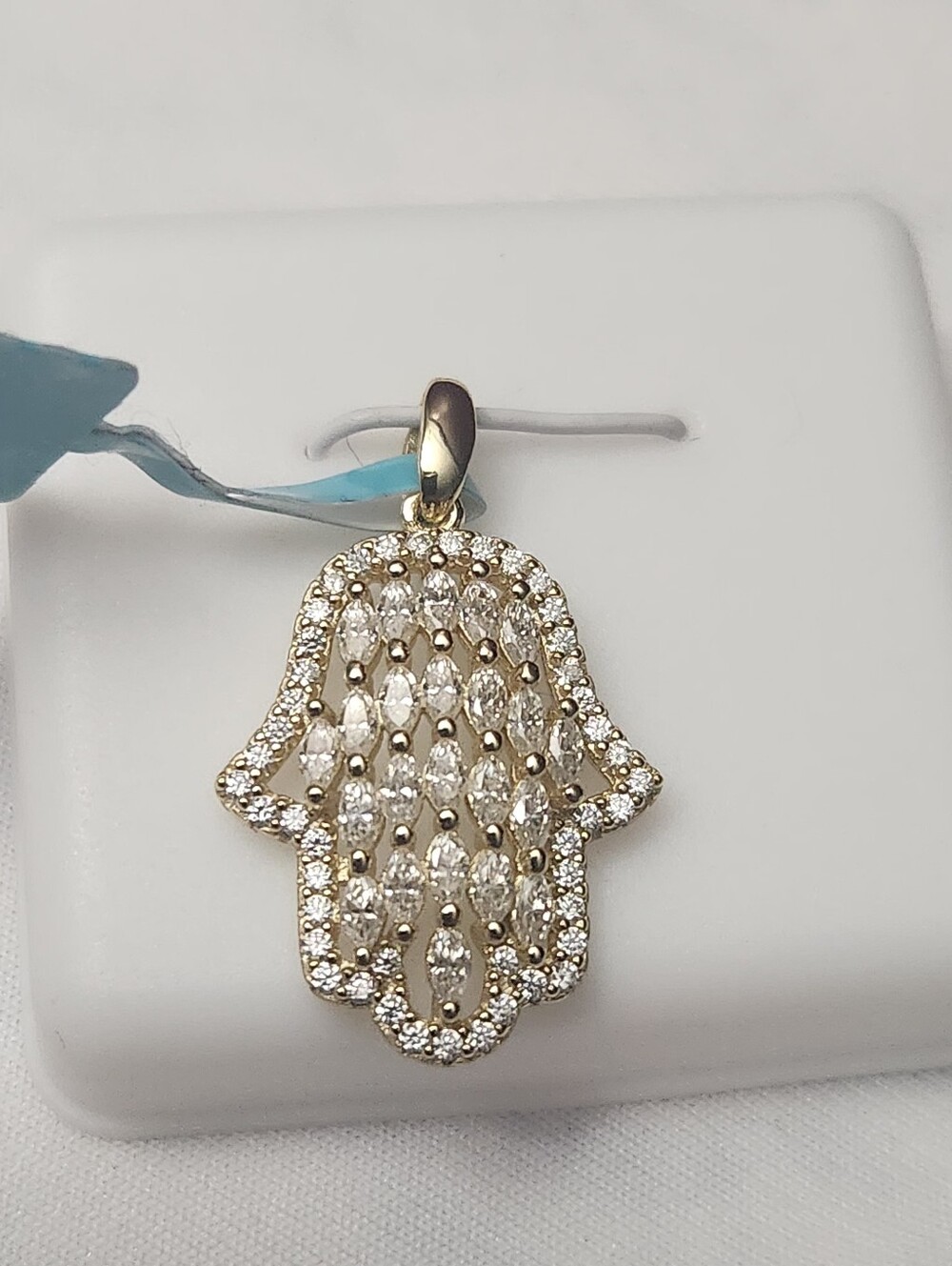 925 Moissanite Hamsa Hand Pendant 1.42 CTW VVS D Color Sterling Silver NWT - Picture 2 of 5